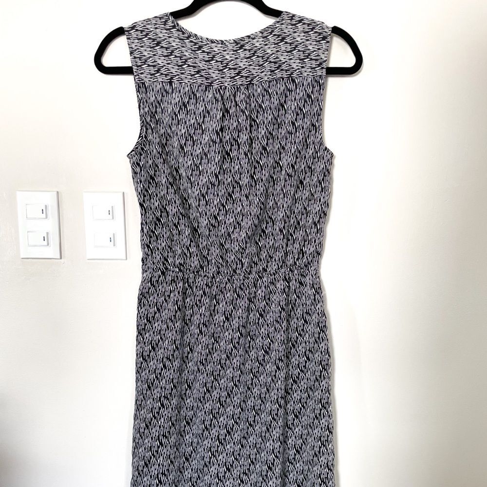 Loft Black White Pattern Cinched Waist Dress Size S - Picture 4 of 8